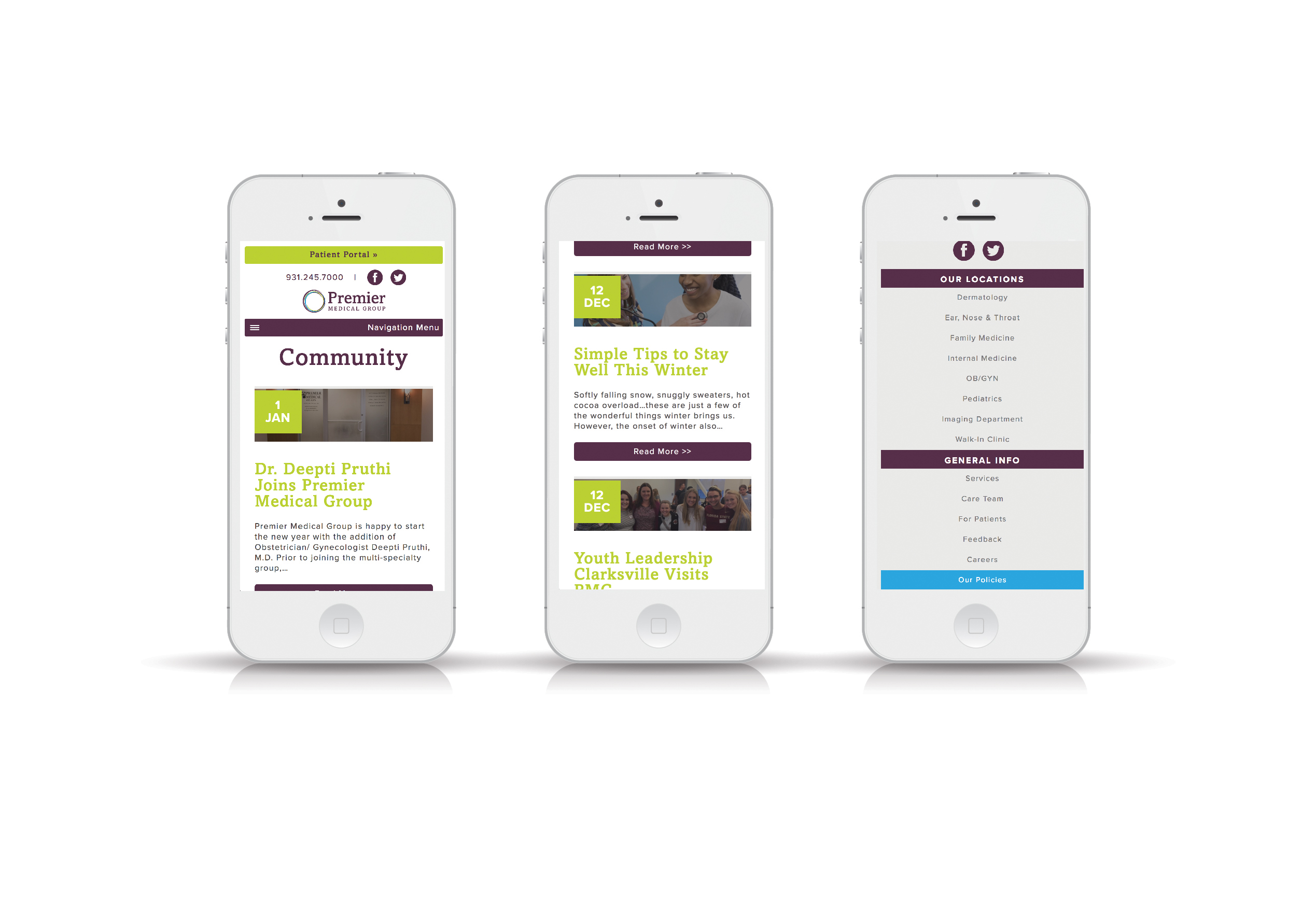 Medical Group Mobile Responsive Website Design iPhone View