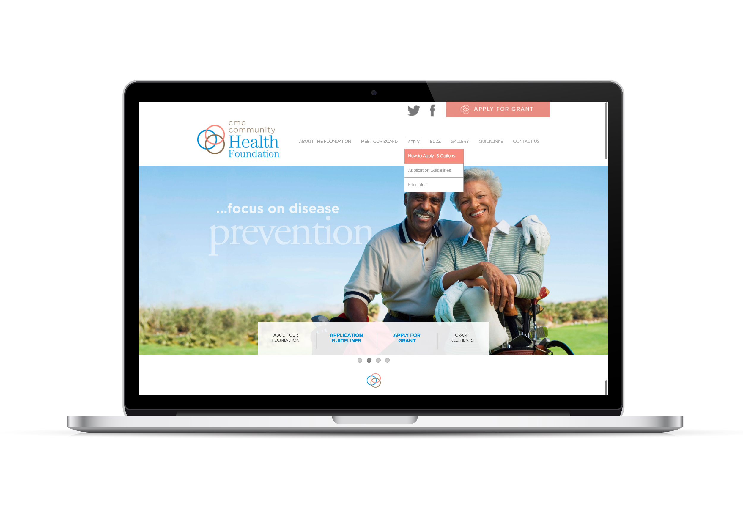 Community Health Foundation Website on Laptop Screen