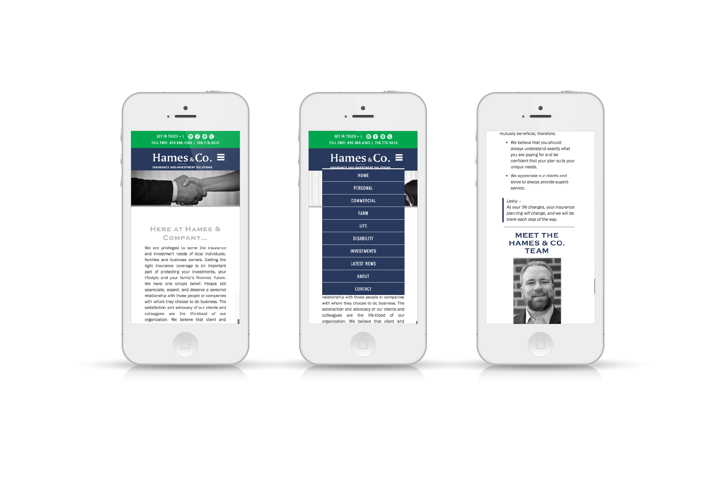 Hames & Co. Insurance Website On Phone Screen