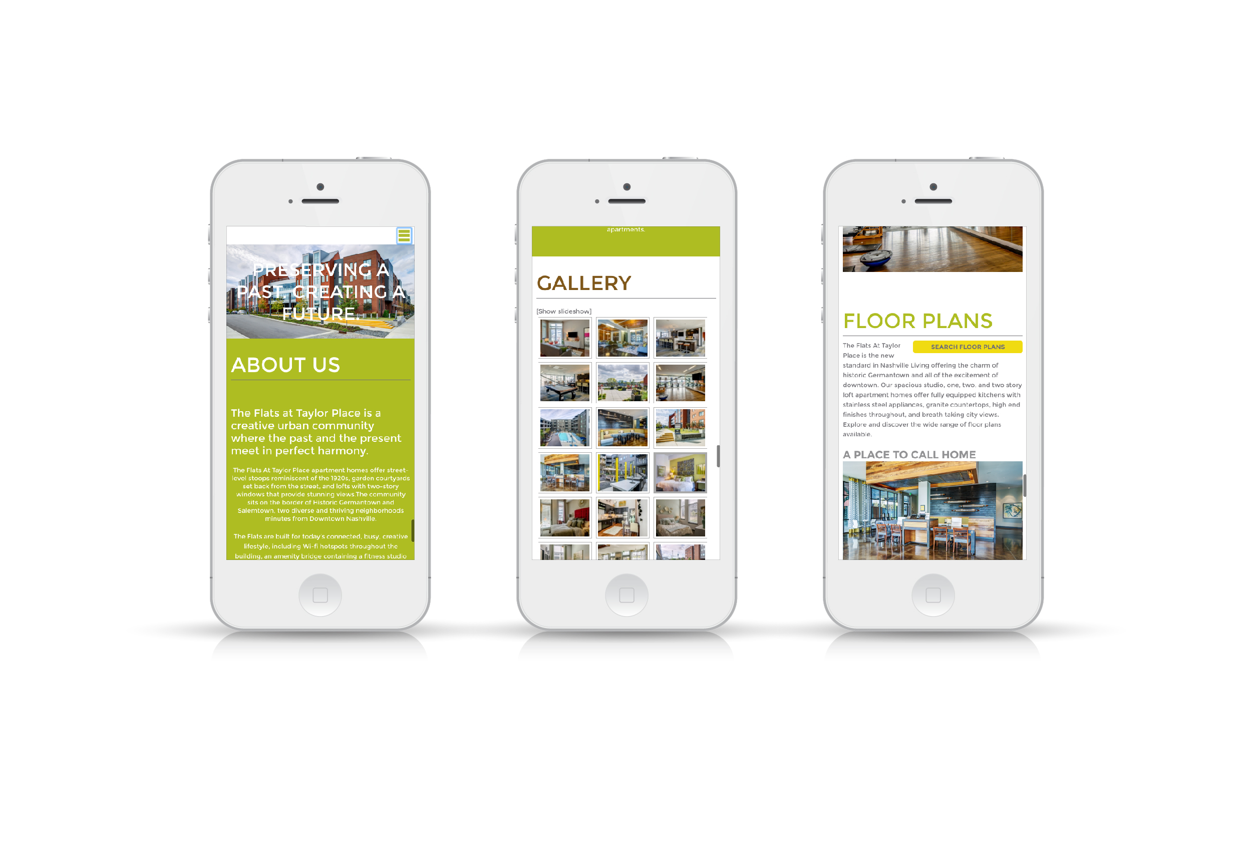 The Flats at Taylor Place Website On Phone Screen