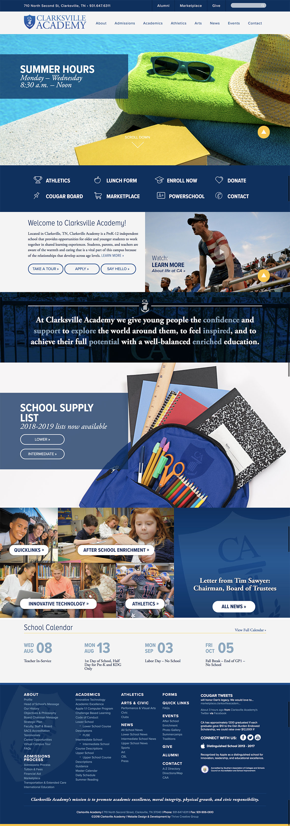 Clarksville Academy Private School Web Design Tn
