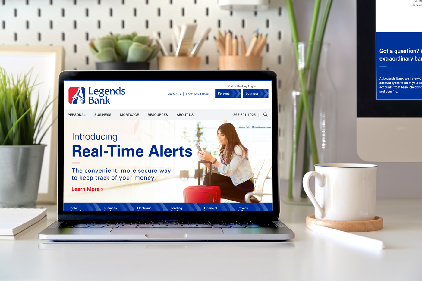 Legends Bank Web Design Homepage Award Winner